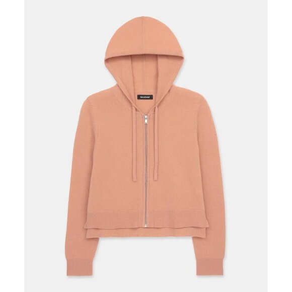 NWT Naadam Signature Cashmere Cropped Zip Up Hoodie in Rosewood Sweater L - Picture 4 of 7